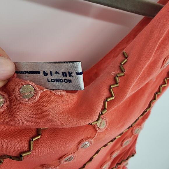 Anthropologie Bl^nk Reveka Embellished Shift Dress XSP London Beaded Fringe Mini - Picture 4 of 13